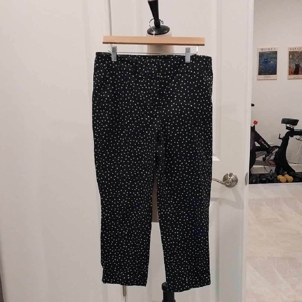 Ann Taylor Factory Black Butterfly Design Chinos